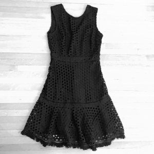 Bloomingdale's black lace dress with eyelets